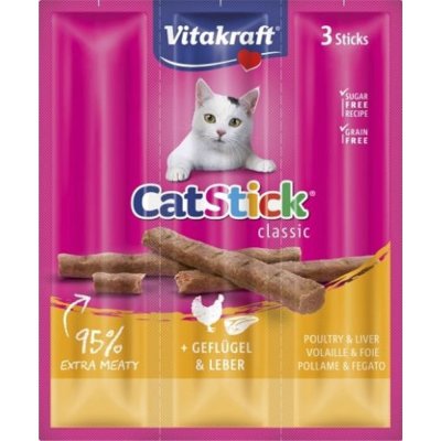 Vitakraft cat stick mini tyčinka drůbež játra 3 ks 18 g