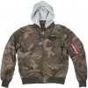 Army a lovecká bunda, kabát a blůza Bunda Alpha Industries MA-1 TT Hood olive camo