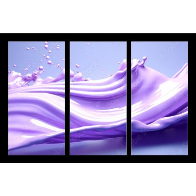 Obraz 3D třídílný - 105 x 70 cm - Abstract purple fluid art in bright colors. Lavender background for advertising cosmetic products.Generative Ai content. – Zboží Mobilmania