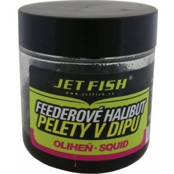 Jet Fish Feederové halibut pelety v dipu 120g 12mm Česnek