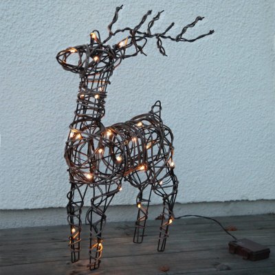 STAR TRADING LED venkovní dekorace Deer, baterie, ratan, hnědá – Zboží Mobilmania