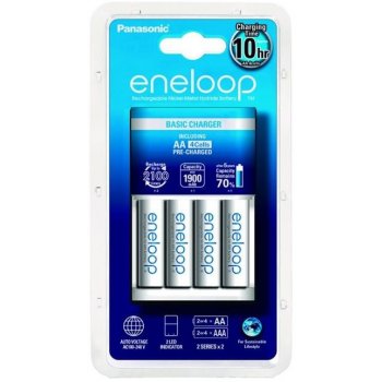 Panasonic Eneloop Basic Charger + 4x Panasonic Eneloop 1900mAh K-KJ51MCC40E