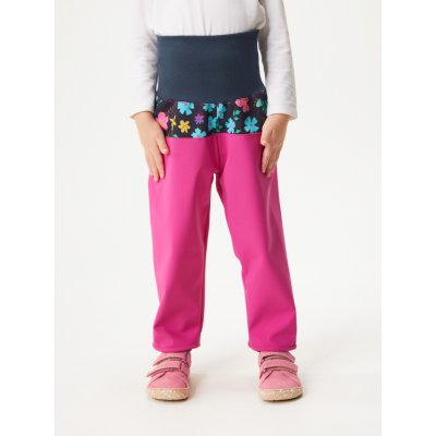 Unuo Batolecí softshellové kalhoty s fleecem Basic, Fuchsiová, Kytičky – Zboží Dáma