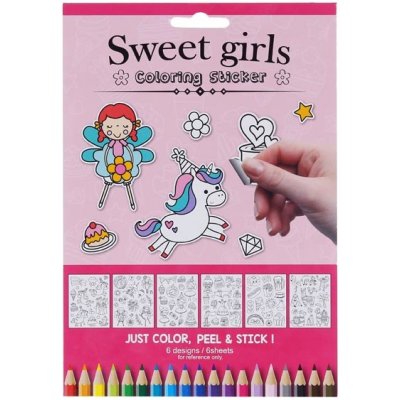 Wiky Samolepky vybarvovací 6 listů Pro holky – Zboží Mobilmania