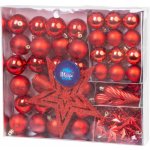 MagicHome Vánoční koule, sada, 50 ks, 4-5 cm, červená, hvězda, girlanda, šiška, na vánoční stromek – Hledejceny.cz