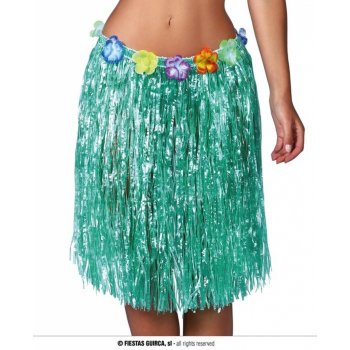 Havajská sukně s květinami zelená