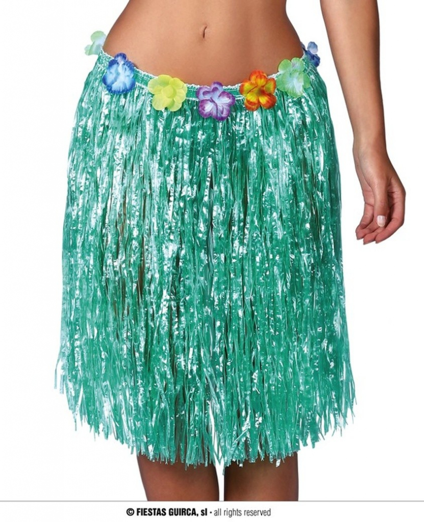 Havajská sukně s květinami zelená