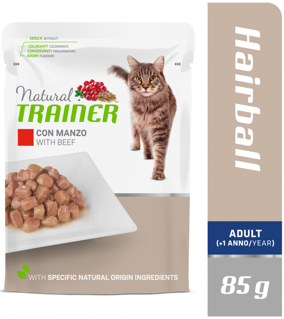 Natural Trainer CAT SP. HAIRBALL hovězí 85 g