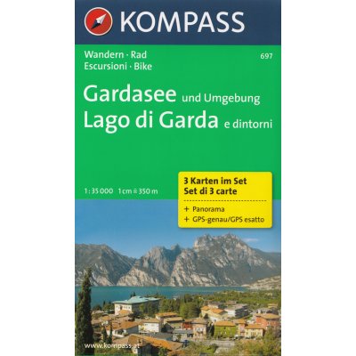 Kompass 697 Lago di Garda turistická mapa 4v1