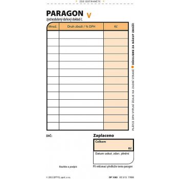 Optys 1089 Obchodní paragon 2x 50listů propisující