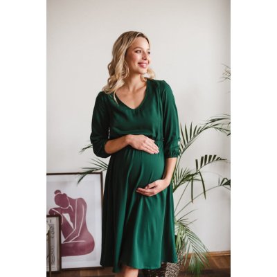 Těhotenské kojící šaty Lovely Midi Dress Bottle Green