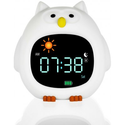 Zopa Silikonový dětský budík s nočním světlem a hudbou Owl – Zboží Dáma