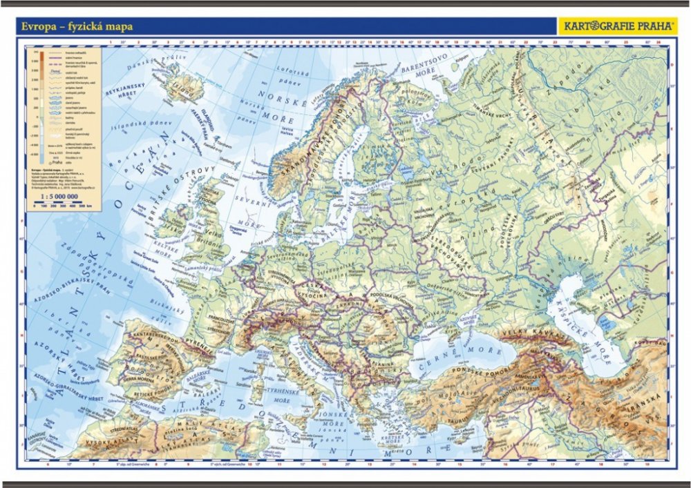 Evropa – školní nástěnná fyzická mapa | Srovnanicen.cz