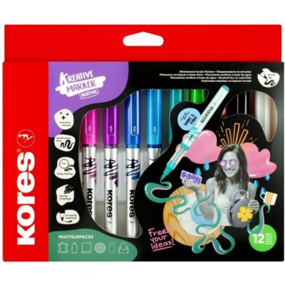 Kores popisovač 25121 Kreativ Akryl Marker Selection 12barev – Zboží Živě