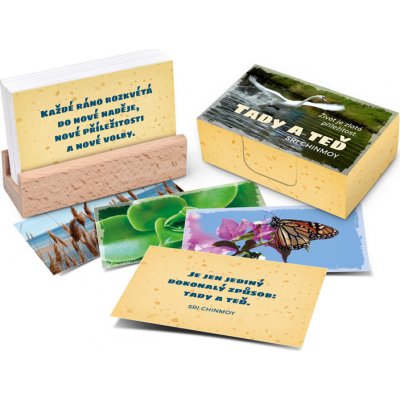 Tady a teď/Život je zlatá příležitost - karty s dřevěným stojánkem - Sri Chinmoy – Zboží Mobilmania