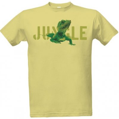 Tričko s potiskem Jungle se zeleným leguánem pánské Písková