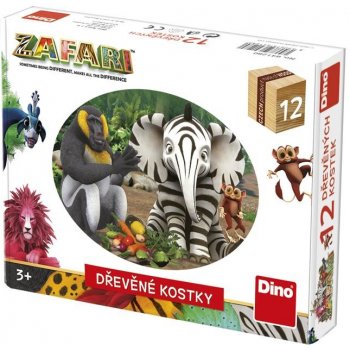 Dino obrázkové kostky Safari 12 kostek