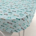Biante Dětský bavlna oválný ubrus Sandra SA-375 Zaječí automobilové závody na mintovém 100x160 cm – Sleviste.cz