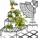 TecTake 401712 Květinové schody rohové 3 schody kulaté práškovaný kov – Hledejceny.cz