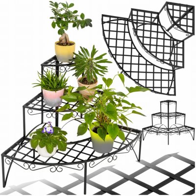 TecTake 401712 Květinové schody rohové 3 schody kulaté práškovaný kov – Hledejceny.cz