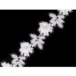 Vzdušná krajka 3D květ s perlou šíře 42 mm Varianta: Off White, Balení: 1 m – Zboží Dáma