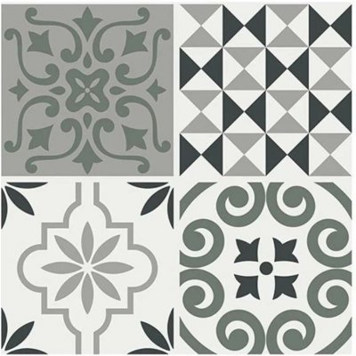 Crearreda Samolepicí dekorace Tile Cover Brown 31219 Kachlík, hnědo-bílé ornamenty 3 archy 20x20 cm – Zboží Mobilmania