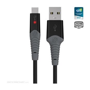 Scosche RMLED odolný nabíjecí a datový, konektor micro USB, LED indikátor, 90 cm, černý