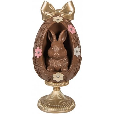 Clayre & Eef Čoko vajíčko na podstavci s králíčkem a mašlí - Ø 12*26 cm - – Hledejceny.cz