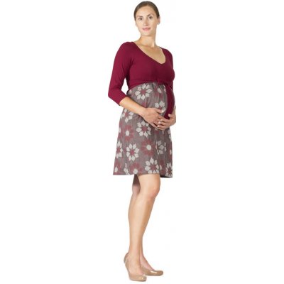 Rialto těhotenské šaty Lacroix-VZR bordó s květy 0243