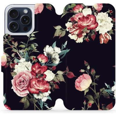 Mobiwear flip Apple iPhone 15 Pro Max - VD11P Růže na černé