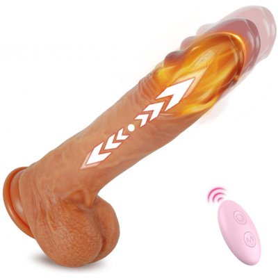 SuperLove Realistic Thrusting & Heating 3in1 Silicone Dildo with Remote Flesh – Zboží Dáma