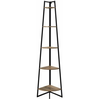 Rohová knihovna na knihy a dekorace Corner II industriální kovová s 5 policemi do obýváku Intesi – Zboží Mobilmania