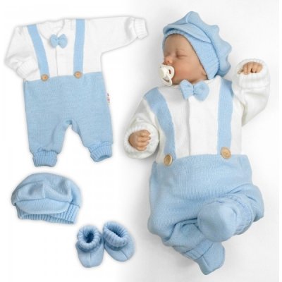 Baby Nellys Rostoucí pletený overálek 3D Hand Made malý Elegán sv. modrý bílá – Zbozi.Blesk.cz