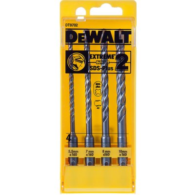 DT9702 DeWALT 4-DÍLNA SADA VRTÁKŮ SDS-PLUS EXTREME Ø 5,5, 7, 8, 10 x 160 MM, V PLASTOVÉ KAZETĚ – Zbozi.Blesk.cz