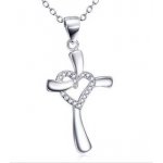 Šperky4U Stříbrný řetízek s přívěškem křížek se srdíčkem AL1009 – Zbozi.Blesk.cz