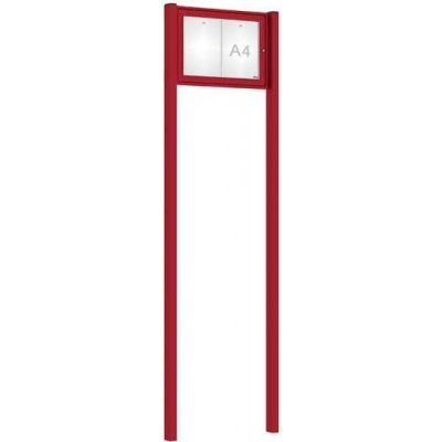 PROCITY Venkovní elegantní vitrína Tradition, 2 x A4, včetně sloupků, červená – Zboží Živě