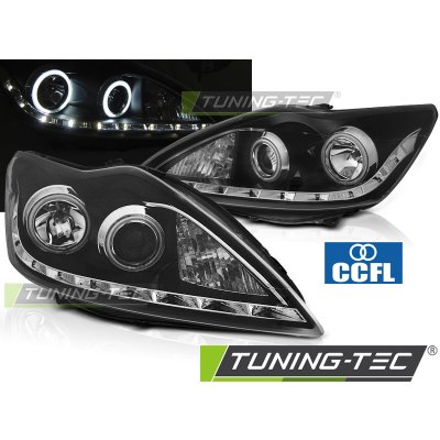 Přední světla s CCFL Angel Eyes a LED Ford Focus II 08-10 černá – Zboží Mobilmania