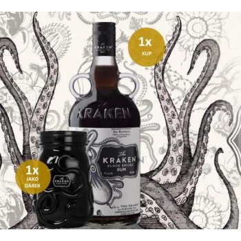 The Kraken Black Spiced 40% 0,7 l (dárkové balení 1 sklenice)