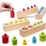 Montessori dřevěná válcová závaží barevná – Zboží Dáma