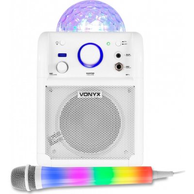 Vonyx SBS50W Karaoke set s BT a LED mikrofonem v bílé barvě – Zbozi.Blesk.cz