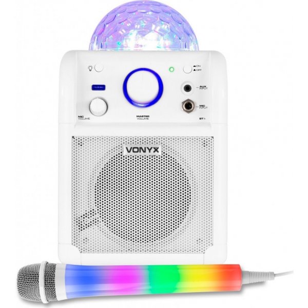 Karaoke Vonyx SBS50W Karaoke set s BT a LED mikrofonem v bílé barvě
