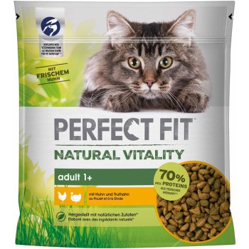 Perfect Fit Natural Vitality Adult 1+ krmivo pro kočky s kuřecím a krocaním masem 650 g