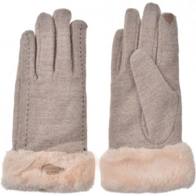 rukavice s kožešinou a srdíčkem na ukazováčku béžové – Zboží Mobilmania