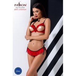 Souprava Passion CHERRY SET WITH OPEN BRA red