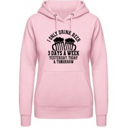 AWDis Hoodie mikina Pivo Piju Včera, dnes a Zítra Miminkovská růžová