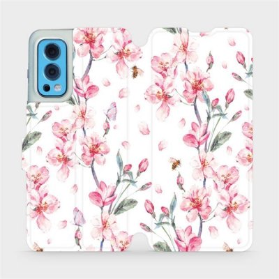 Pouzdro Mobiwear Flip OnePlus Nord 2 5G - M124S Růžové květy