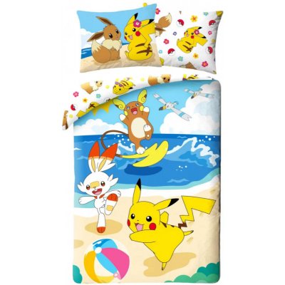 Halantex povlečení Pokémon Pikachu with Scorbunny Beach POK-465BL 140x200 70x90