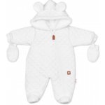 Baby Nellys Zimní prošívaná kombinéza s chlupáčkovou podšívkou rukavičky Love bílá – Zboží Mobilmania