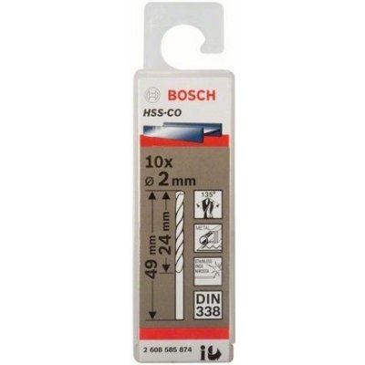 Sada 10ks kobaltových vrtáků do kovu Bosch HSS-Co, DIN 338 - 2 x 24 / 49 mm, spirálový, válcovaný (2 608 585 874) – Zbozi.Blesk.cz