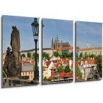 Obraz 3D třídílný - 90 x 50 cm - Prague, Charles bridge, Vltava river, St. Vitus cathedral Praha, Karlův most, Vltava, katedrála sv. Víta – Hledejceny.cz